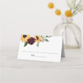 Sonnenblumen und Rose Grüne Hochzeit Platzkarte (Vorderseite)