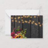 Sonnenblumen und Rose Haushalt rustikale Hochzeit Mitteilungskarte (Rückseite)