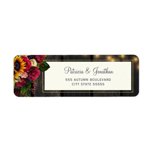 Sonnenblumen und Rose Hochzeit Rücksendeadresse (Vorne)