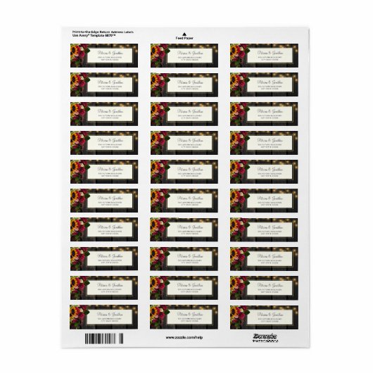 Sonnenblumen und Rose Hochzeit Rücksendeadresse (Vorne)