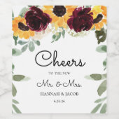 Sonnenblumen und Rose Hochzeit Weinetikett (Einzelnes Label)