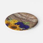 Sonnenblumen und Rose Hochzeitsfeier Teller (Schrägansicht)