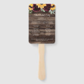 Sonnenblumen und Rose Hochzeitsprogramm für rustik Fächer (Rückseite)