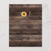 Sonnenblumen und Rose Holz Rustikale Hochzeit Begleitkarte (Rückseite)