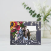 Sonnenblumen und Rose Marine Foto rett Datum Hochz Ankündigungspostkarte (Stehend Vorderseite)