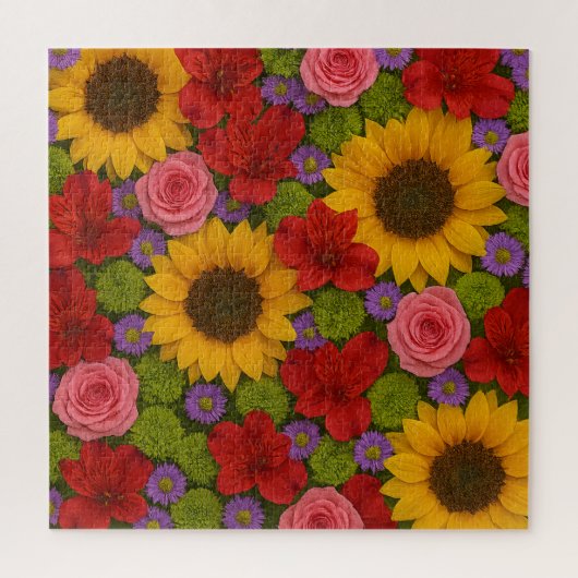 Sonnenblumen und Rose Puzzle (Vertikal)