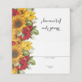 Sonnenblumen und Rose rustikal Platzkarte (Außenseite Aufgefaltet)