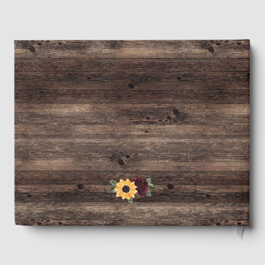 Sonnenblumen und Rose Rustikale Hochzeit Gästebuch (Rückseite)