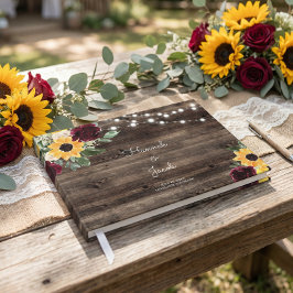 Sonnenblumen und Rose Rustikale Hochzeit Gästebuch