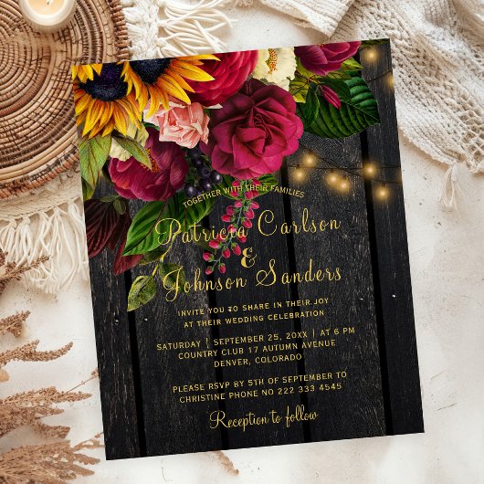 Sonnenblumen und Rose rustikale Hochzeit im Herbst