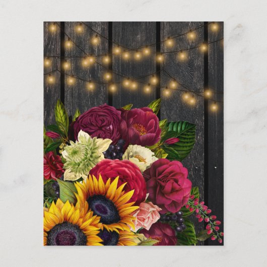 Sonnenblumen und Rose rustikale Hochzeit im Herbst (Rückseite)