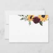 Sonnenblumen und Rose Rustikale Hochzeit RSVP Karte (Rückseite)
