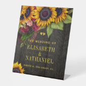 Sonnenblumen und Rose rustikale Hochzeitsempfehlun Sockelschild (Vorderseite)