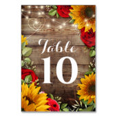 Sonnenblumen und Rose Rustikale Hochzeitssliehen T Tischnummer (Rückseite)