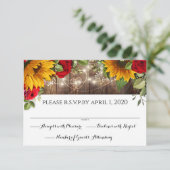 Sonnenblumen und Rose Rustikale Holzleuchten RSVP- RSVP Karte (Stehend Vorderseite)