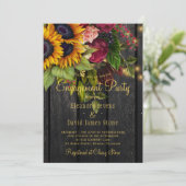 Sonnenblumen und Rose rustikale Verlobung aus Stal Einladung (Stehend Vorderseite)