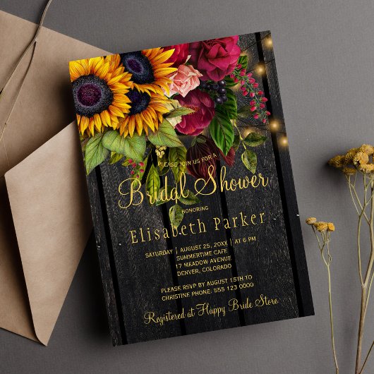 Sonnenblumen und Rose rustikales Brautparty aus Ho Einladung