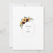 Sonnenblumen und Rose Rustikales Foto Hochzeit Einladung (Rückseite)