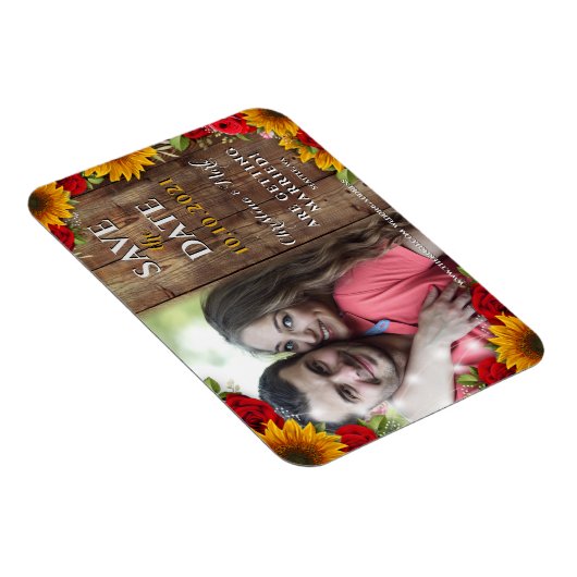 Sonnenblumen und Rose Rustikales Foto Magnet aus H (Rechte Seite)