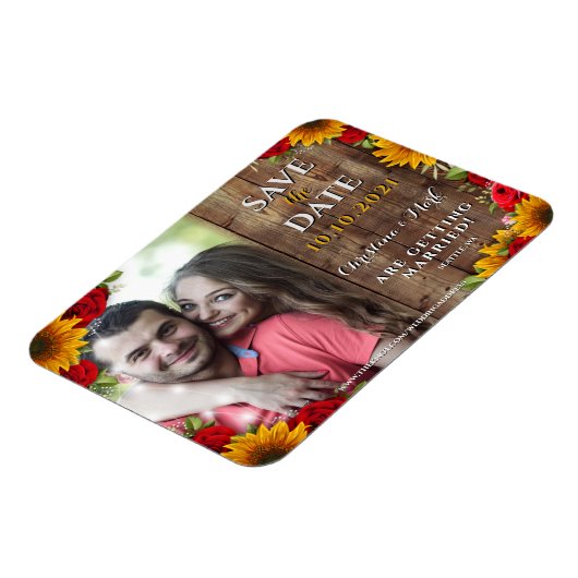 Sonnenblumen und Rose Rustikales Foto Magnet aus H (Linke Seite)