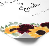Sonnenblumen und Rose Rustikales Hochzeitspensum Poster (Ecke)