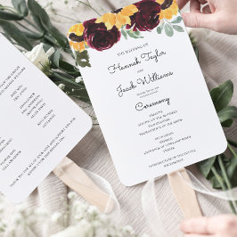 Sonnenblumen und Rose Rustikales Hochzeitsprogramm Fächer