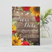 Sonnenblumen und Rose Save the Date Karte (Stehend Vorderseite)