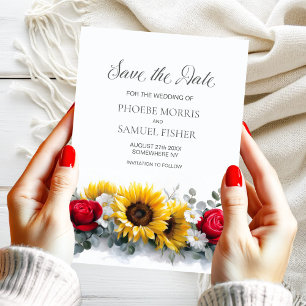 Sonnenblumen und Rosen Hochzeit Termin vormerken Save The Date