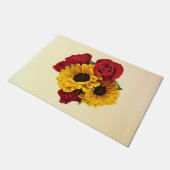 Sonnenblumen und Rosenstrauß Fußmatte (Schrägansicht)