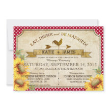 Sonnenblumen und Roster Picnic Hochzeit Einladung