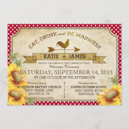 Sonnenblumen und Roster Picnic Hochzeit Einladung