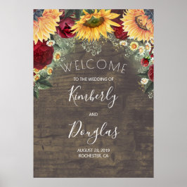 Sonnenblumen und Rote Rose Hochzeit im Herbst Begr Poster