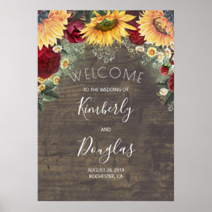 Sonnenblumen und Rote Rose Hochzeit im Herbst Begr Poster