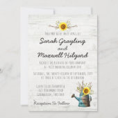 Sonnenblumen und Rustikale Holzfarm Einladung (Vorderseite)