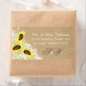 Sonnenblumen und rustikales Hochzeitslabel (Insitu)