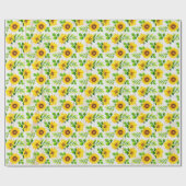 Sonnenblumen und rustikales Holz Botanisches Party Geschenkpapier (Flach)