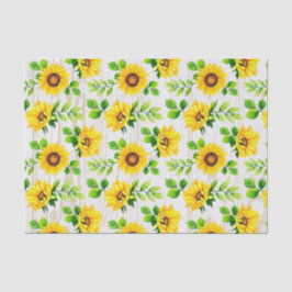 Sonnenblumen und rustikales Holz Botanisches Party Seidenpapier