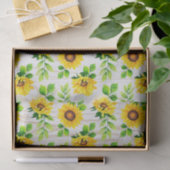 Sonnenblumen und rustikales Holz Botanisches Party Seidenpapier (Geschenk)