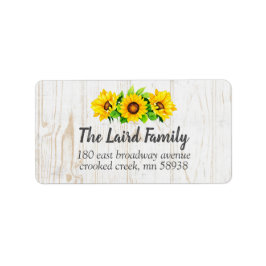 Sonnenblumen und rustikales Holz Land Große Rückke Adressaufkleber
