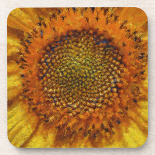 Sonnenblumen und Samen Fett Pinselstriche malen Getränkeuntersetzer