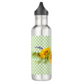 Sonnenblumen und Schachbrett Edelstahlflasche (Links)