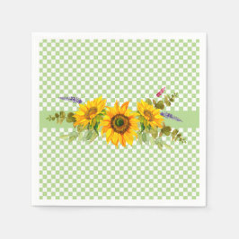 Sonnenblumen und Schachbrett Serviette