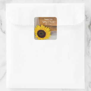 Sonnenblumen und Schleier Country Wedding Vielen D Quadratischer Aufkleber
