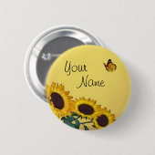 Sonnenblumen und Schmetterling Button (Vorne & Hinten)