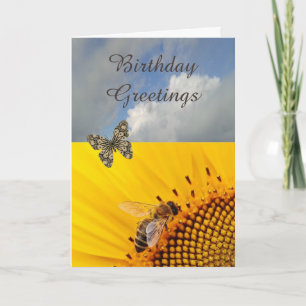 Sonnenblumen und Schmetterling Geburtstagskarte Karte