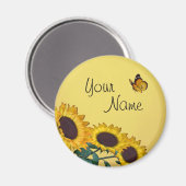Sonnenblumen und Schmetterling Magnet (Vorderseite/Rückseite)
