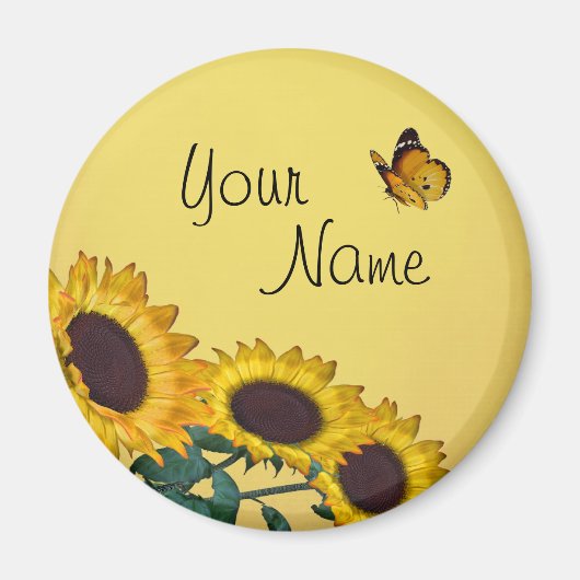 Sonnenblumen und Schmetterling Magnet (Vorne)