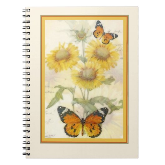 Sonnenblumen und Schmetterling Notizblock (Vorderseite)