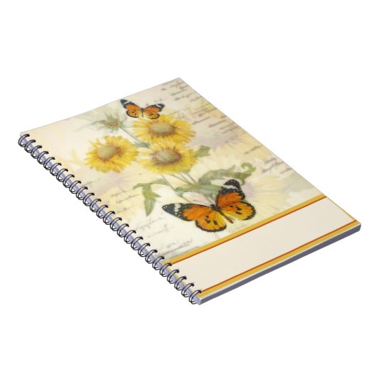 Sonnenblumen und Schmetterling Notizblock (Rechte Seite)