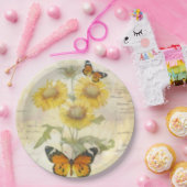 Sonnenblumen und Schmetterling Pappteller (Party)
